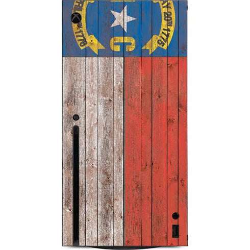 North Carolina Flag Dark Wood Xbox Series X Console Skin