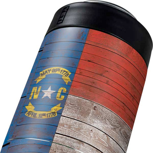 North Carolina Flag Dark Wood Yeti Colster Can Insulator Skin