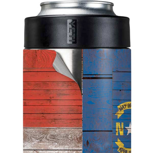 North Carolina Flag Dark Wood Yeti Colster Can Insulator Skin