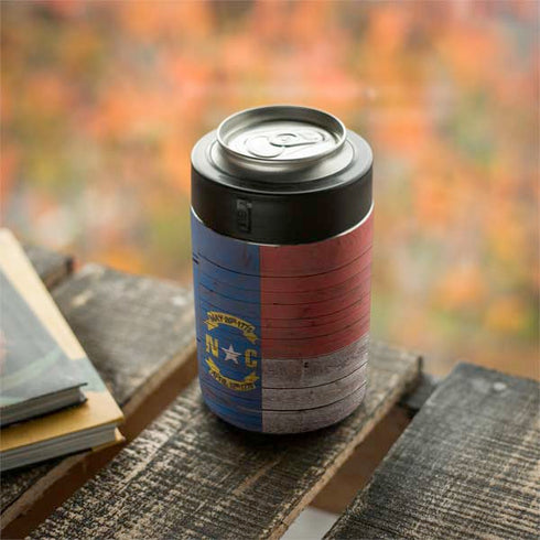 North Carolina Flag Dark Wood Yeti Colster Can Insulator Skin