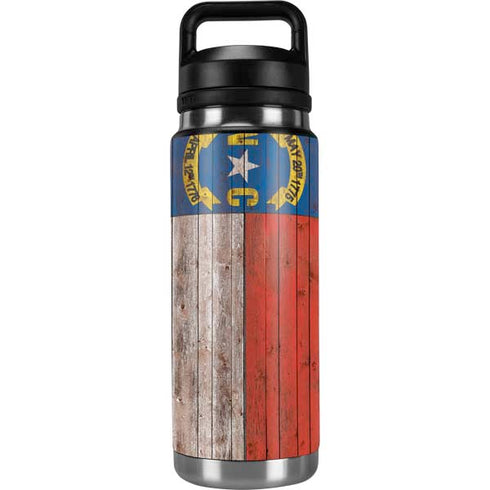 North Carolina Flag Dark Wood YETI Rambler 26oz Bottle Skin