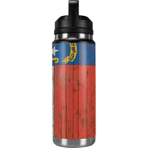 North Carolina Flag Dark Wood YETI Rambler 26oz Bottle Skin