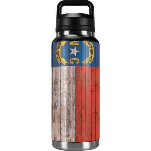 North Carolina Flag Dark Wood YETI Rambler 36oz Bottle Skin