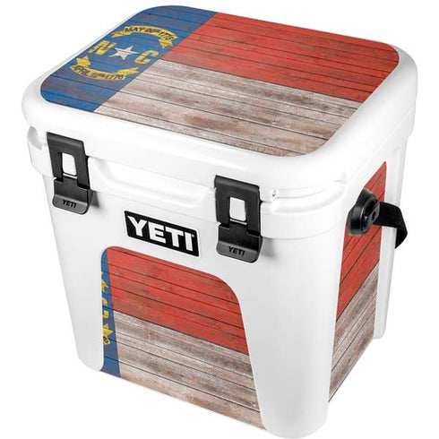North Carolina Flag Dark Wood YETI Roadie 24 Hard Cooler Skin