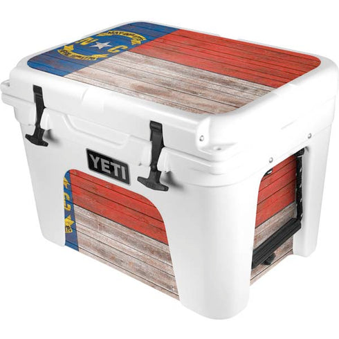 North Carolina Flag Dark Wood YETI Tundra 35 Hard Cooler Skin