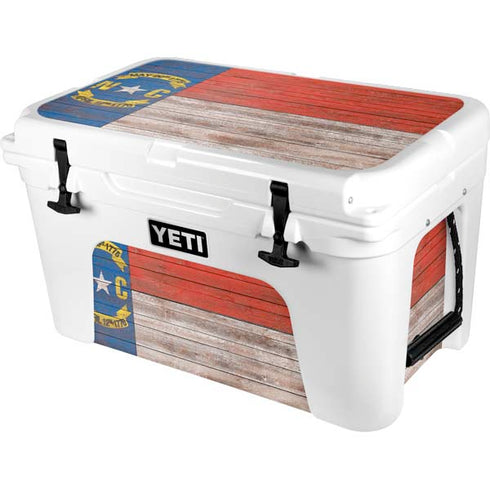 North Carolina Flag Dark Wood YETI Tundra 45 Hard Cooler Skin
