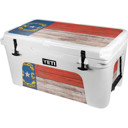 North Carolina Flag Dark Wood YETI Tundra 65 Hard Cooler Skin