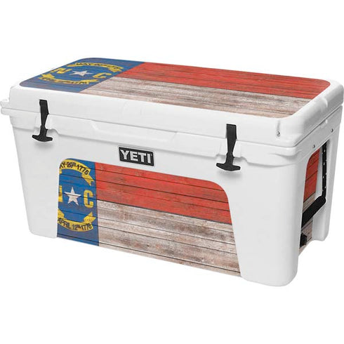 North Carolina Flag Dark Wood YETI Tundra 75 Hard Cooler Skin