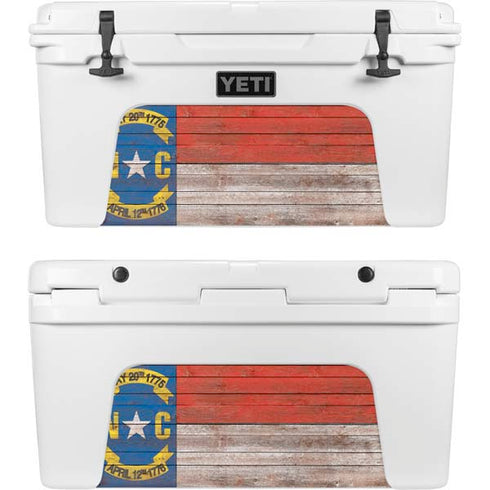 North Carolina Flag Dark Wood YETI Tundra 75 Hard Cooler Skin