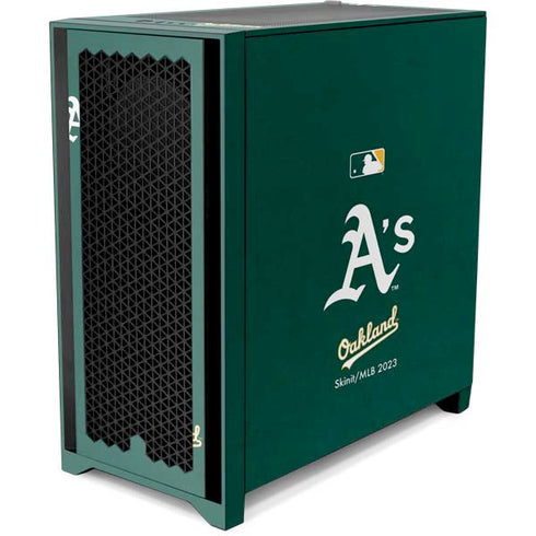 MLB Oakland Athletics - Solid Distressed Corsair 4000D Tempered Glass Mid-Tower ATX Case Skin