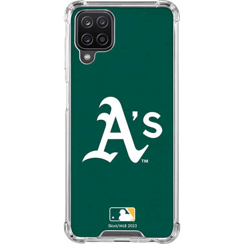 MLB Oakland Athletics - Solid Distressed Galaxy A12 Clear Case