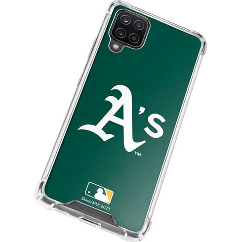 MLB Oakland Athletics - Solid Distressed Galaxy A12 Clear Case