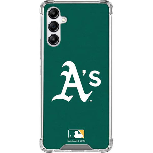 MLB Oakland Athletics - Solid Distressed Galaxy A14 5G Clear Case