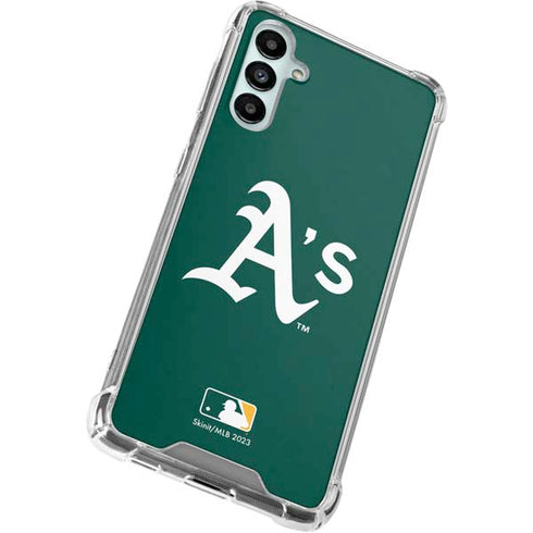 MLB Oakland Athletics - Solid Distressed Galaxy A14 5G Clear Case