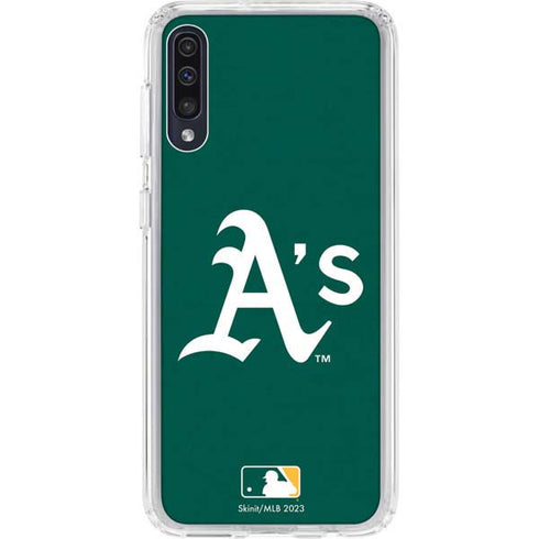 MLB Oakland Athletics - Solid Distressed Galaxy A50 Clear Case