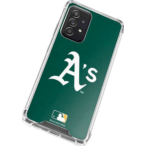 MLB Oakland Athletics - Solid Distressed Galaxy A52 5G Clear Case