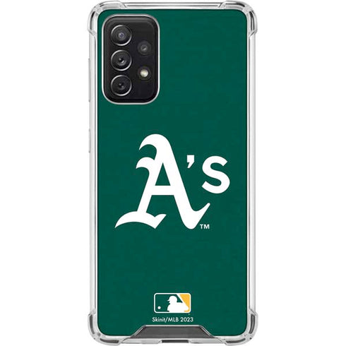 MLB Oakland Athletics - Solid Distressed Galaxy A72 5G Clear Case