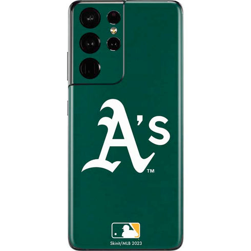 MLB Oakland Athletics - Solid Distressed Galaxy S21 Ultra 5G Skin