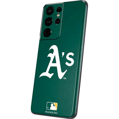 MLB Oakland Athletics - Solid Distressed Galaxy S21 Ultra 5G Skin