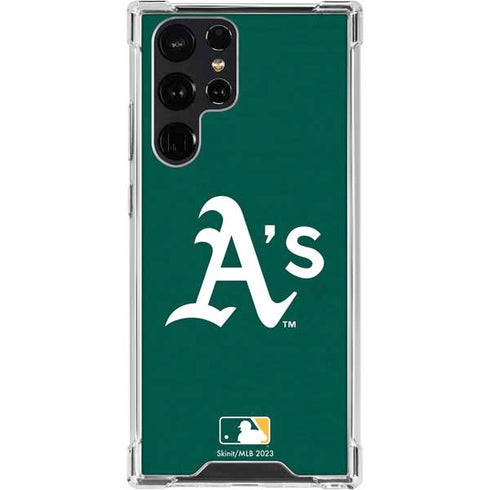 MLB Oakland Athletics - Solid Distressed Galaxy S22 Ultra Clear Case