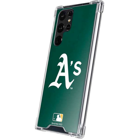 MLB Oakland Athletics - Solid Distressed Galaxy S22 Ultra Clear Case