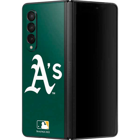 MLB Oakland Athletics - Solid Distressed Galaxy Z Fold3 5G Skin
