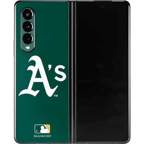 MLB Oakland Athletics - Solid Distressed Galaxy Z Fold3 5G Skin