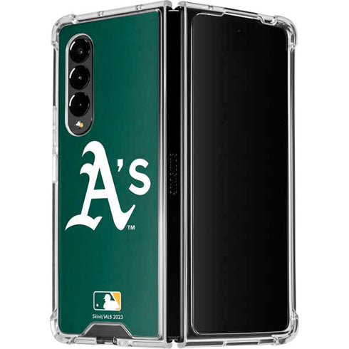 MLB Oakland Athletics - Solid Distressed Galaxy Z Fold4 5G Clear Case