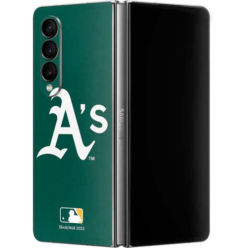 MLB Oakland Athletics - Solid Distressed Galaxy Z Fold4 5G Skin
