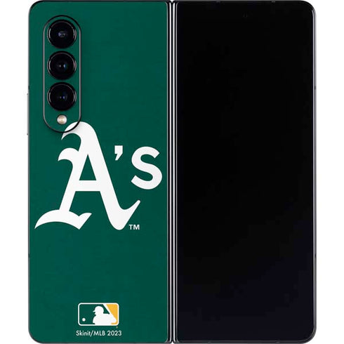 MLB Oakland Athletics - Solid Distressed Galaxy Z Fold4 5G Skin