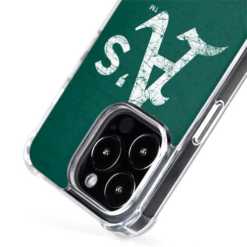 MLB Oakland Athletics - Solid Distressed iPhone 13 Pro Max MagSafe Case