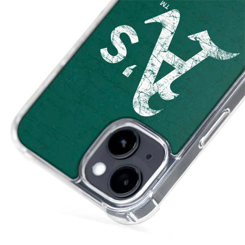MLB Oakland Athletics - Solid Distressed iPhone 15 Plus MagSafe Case