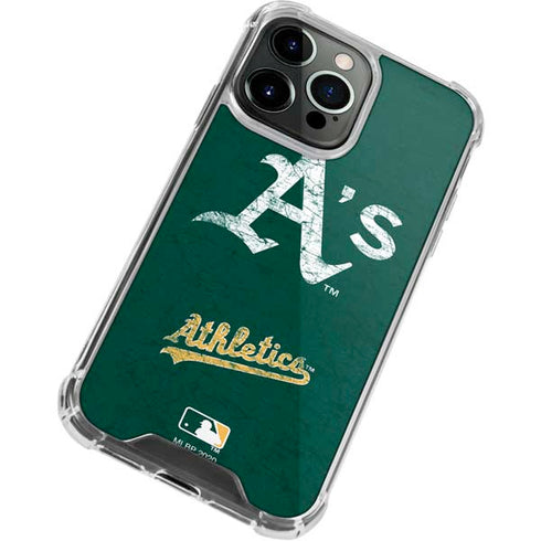 MLB Oakland Athletics - Solid Distressed iPhone 14 Pro Clear Case