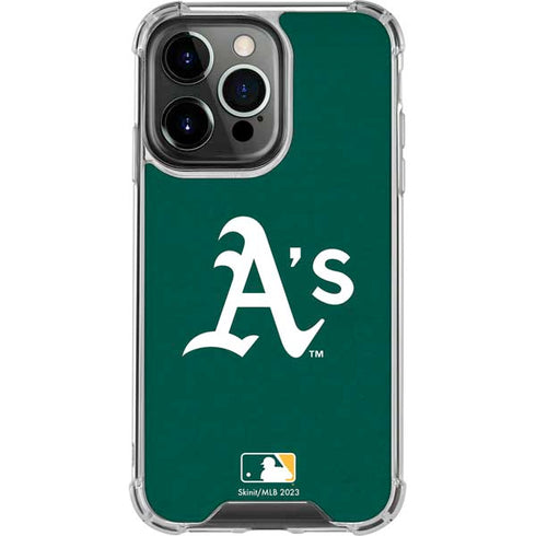 MLB Oakland Athletics - Solid Distressed iPhone 14 Pro Clear Case