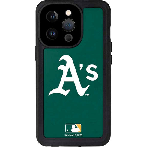 MLB Oakland Athletics - Solid Distressed iPhone 14 Pro Waterproof Case