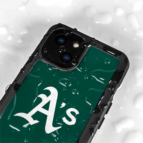 MLB Oakland Athletics - Solid Distressed iPhone 15 Plus Waterproof Case