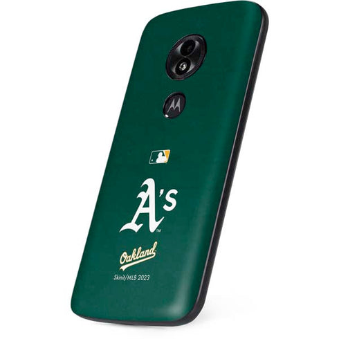 MLB Oakland Athletics - Solid Distressed Moto E5 Play Skin
