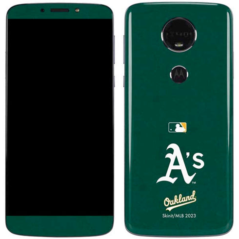 MLB Oakland Athletics - Solid Distressed Moto E5 Plus Skin