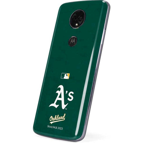 MLB Oakland Athletics - Solid Distressed Moto E5 Plus Skin