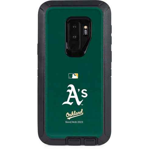 MLB Oakland Athletics - Solid Distressed Otterbox Defender Galaxy Skin