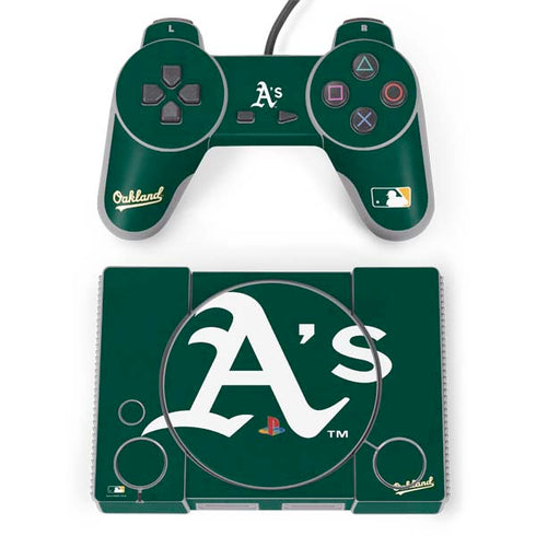 MLB Oakland Athletics - Solid Distressed PlayStation Classic Bundle Skin