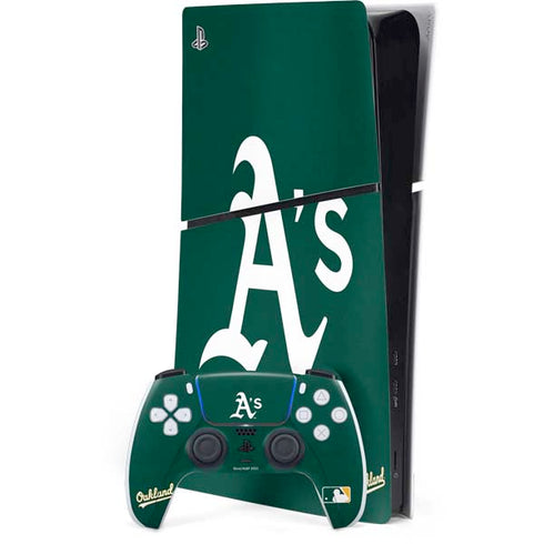 MLB Oakland Athletics - Solid Distressed PS5 Slim Digital Edition Console Skin