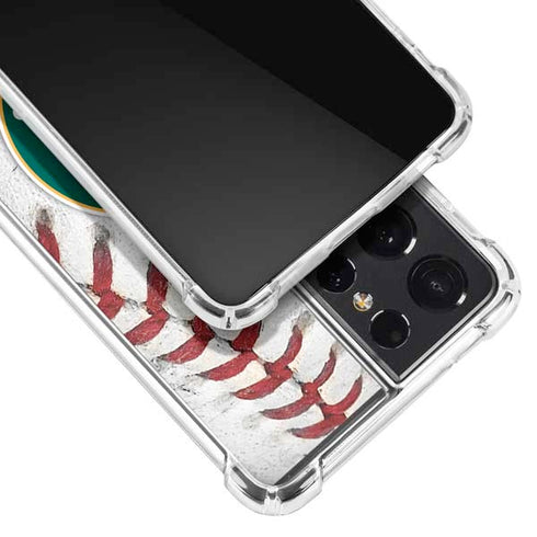 MLB Oakland Athletics Game Ball Galaxy S21 Ultra 5G Clear Case