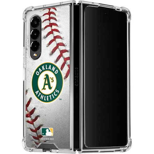 MLB Oakland Athletics Game Ball Galaxy Z Fold4 5G Clear Case