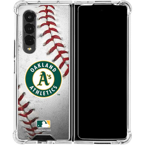 MLB Oakland Athletics Game Ball Galaxy Z Fold4 5G Clear Case