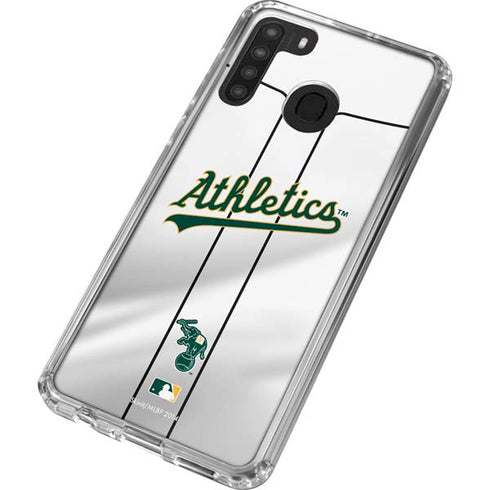 MLB Oakland Athletics Home Jersey Galaxy A21 Clear Case