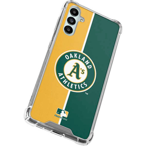 MLB Oakland Athletics Split Galaxy A14 5G Clear Case