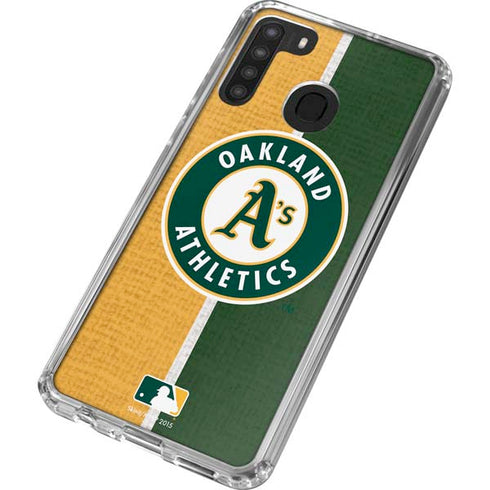 MLB Oakland Athletics Split Galaxy A21 Clear Case