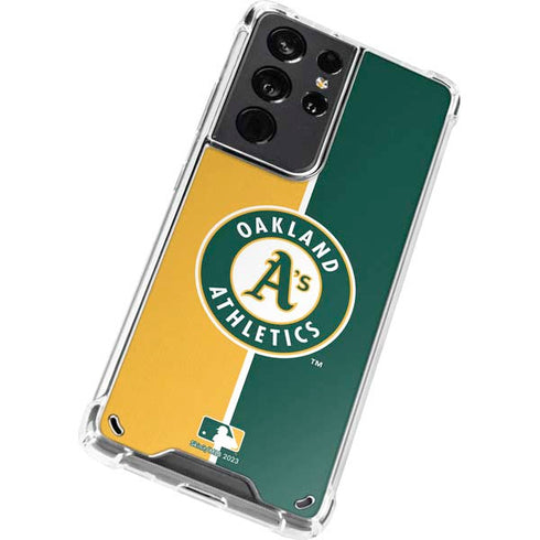 MLB Oakland Athletics Split Galaxy S21 Ultra 5G Clear Case