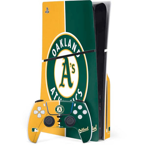 MLB Oakland Athletics Split PS5 Slim Disk Bundle Skin
